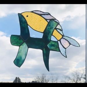 Pisces zodiac stained glass Handcrafted